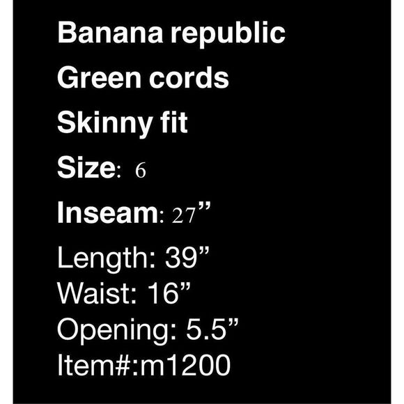 Banana Republic skinny fit green corduroy- size 6 - Picture 6 of 6